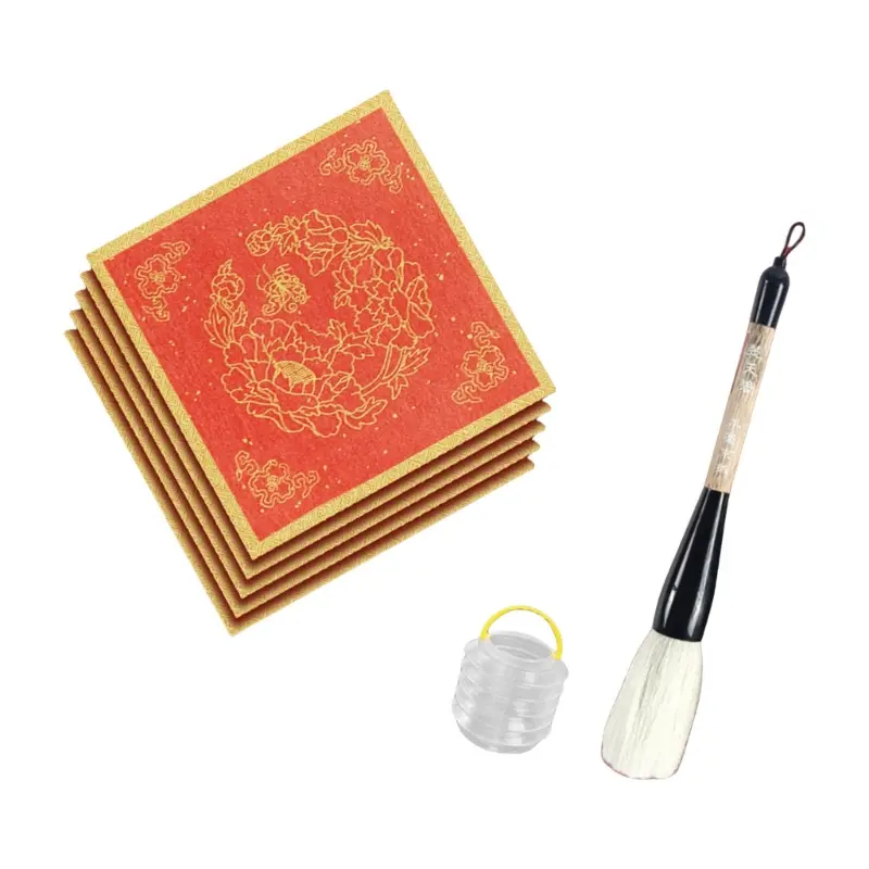 Beginner Chinese Set with Water Writing Cloth Brush Washing Bucket