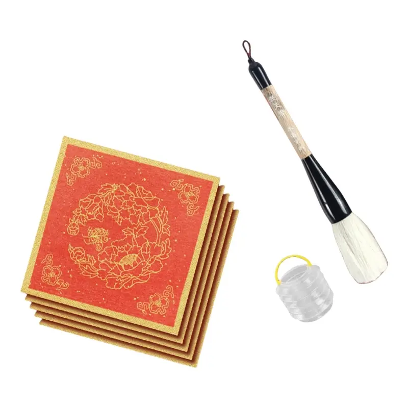 Beginner Chinese Set with Water Writing Cloth Brush Washing Bucket