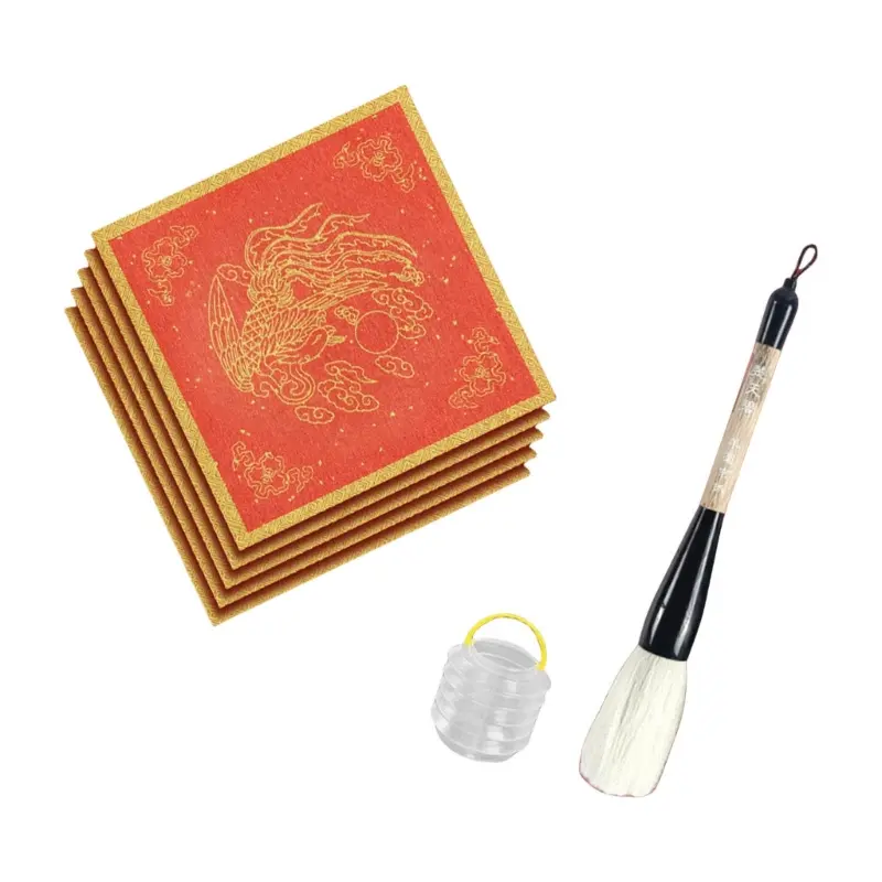 Beginner Chinese Set with Water Writing Cloth Brush Washing Bucket