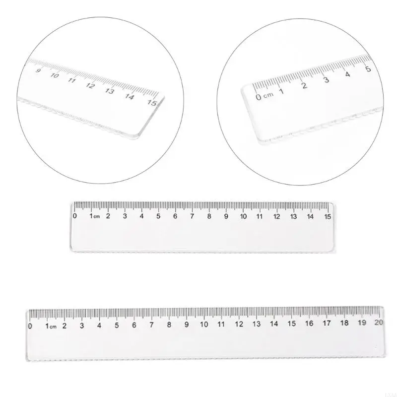 LXAA 5 Pcs 15cm 20cm Straight Ruler Clear Ruler Primary School Ruler Set Plastic Ruler Drawing Tool School Supplies