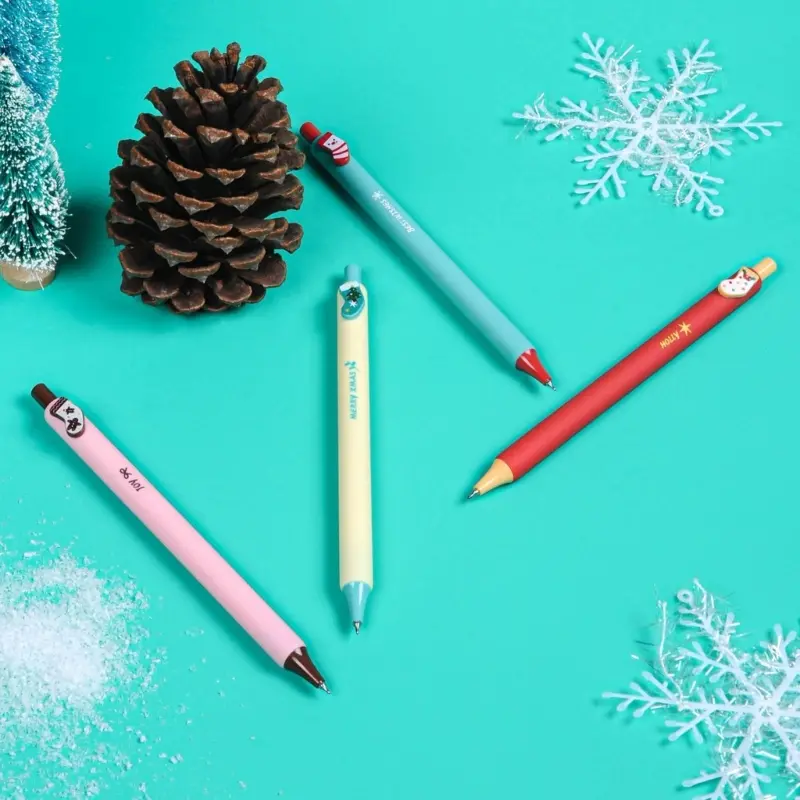 4 Pcs Neutral Pen Christmas Gel Pen Quick-Drying Writing Pen School Supplies