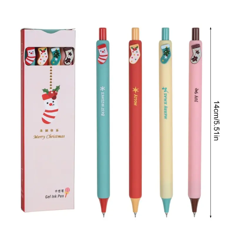 4 Pcs Neutral Pen Christmas Gel Pen Quick-Drying Writing Pen School Supplies