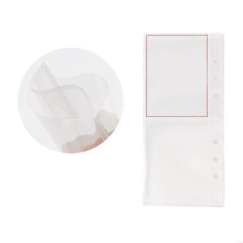 LXAA 10Pieces 6 Hole Punched Pocket OR 6 Rings PVC Card Folder Covers for Photocard