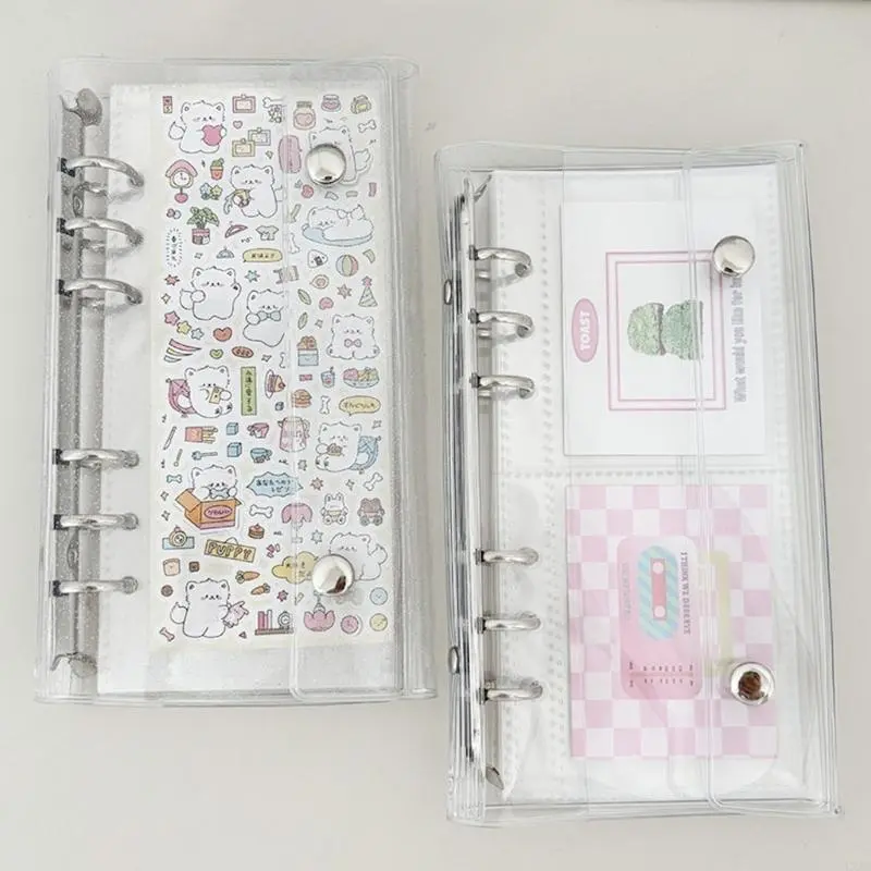 LXAA 10Pieces 6 Hole Punched Pocket OR 6 Rings PVC Card Folder Covers for Photocard