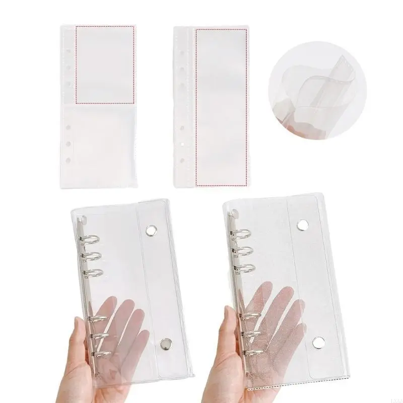 LXAA 10Pieces 6 Hole Punched Pocket OR 6 Rings PVC Card Folder Covers for Photocard
