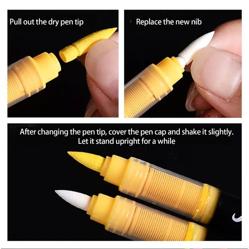 LXAA 5/10Pcs Liquid Acrylic Paint Marker Brush Tip Soft Nylon Bristles Tip Acrylic Marker Replacement Tip For Artist Student