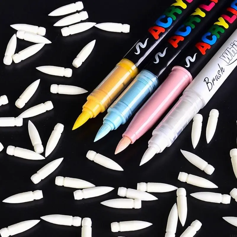 LXAA 5/10Pcs Liquid Acrylic Paint Marker Brush Tip Soft Nylon Bristles Tip Acrylic Marker Replacement Tip For Artist Student
