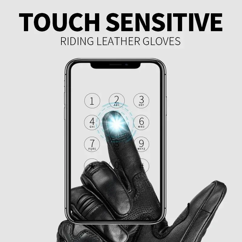 Four Season Windproof Motorcycles Gloves Genuine Leather Anti Drop Men Summer Cowhide Retro Rider Equipment Sheepskin Gloves