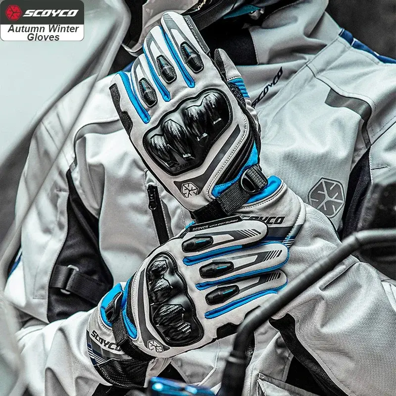 SCOYCO Full Finger Motorcycle Gloves Autumn Winter Warm Motocross Riding Glove Men Women Anti-fall Wear-resistant Moto Luvas