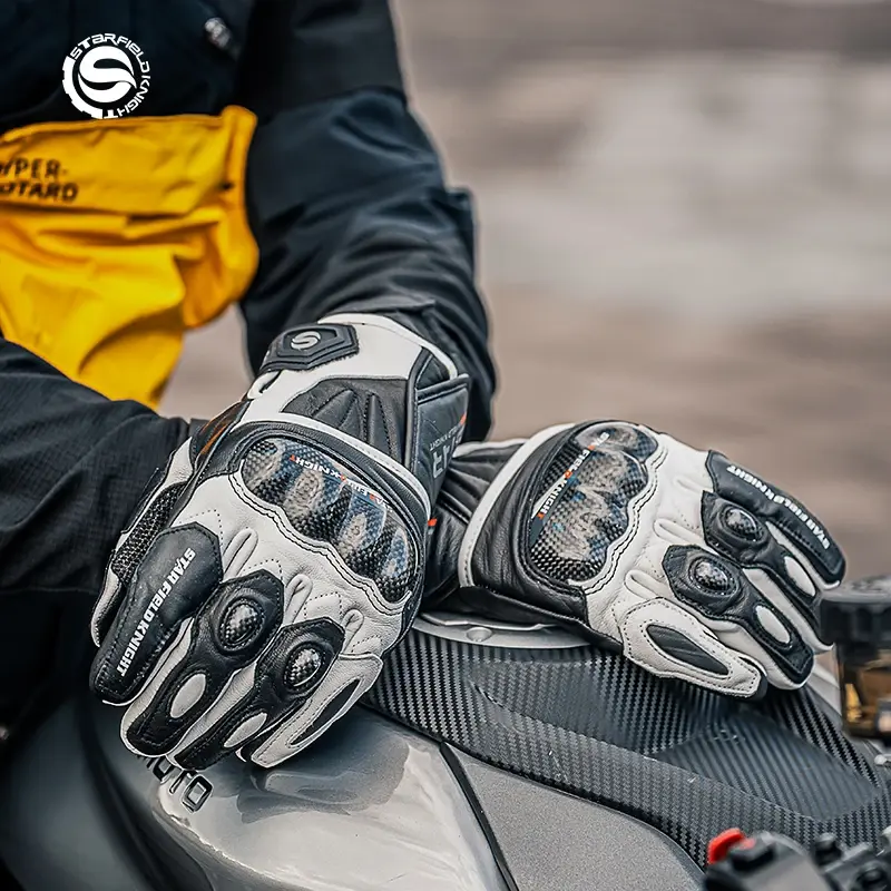 SFK Guarantee Genuine Goatskin Leather Motorcycle Winter Gloves Warm Carbon Fiber Knuckle Protection Wear-resistan Touch Screen