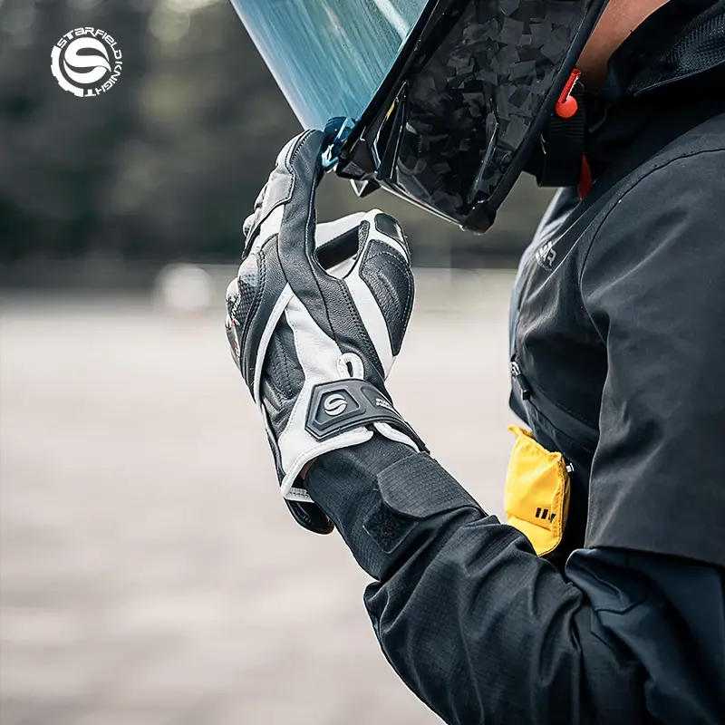 SFK Guarantee Genuine Goatskin Leather Motorcycle Winter Gloves Warm Carbon Fiber Knuckle Protection Wear-resistan Touch Screen