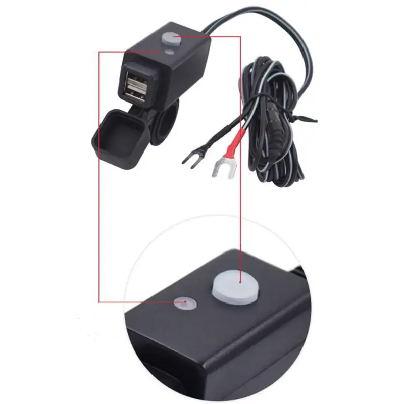 Dual USB Port 12V-24V Waterproof Offroad Motorbike Motorcycle Handlebar Charger Adapter Power Supply Socket For Phone GPS MP4