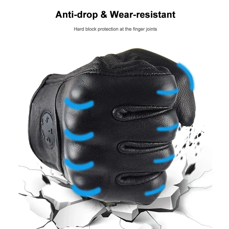 SUOMY Genuine Leather Perforated Motorbike Gloves Men Women Retro Summer Breathable Motorcycle Motocross Racing Street Gloves