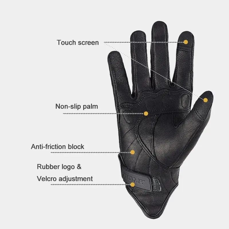 SUOMY Genuine Leather Perforated Motorbike Gloves Men Women Retro Summer Breathable Motorcycle Motocross Racing Street Gloves