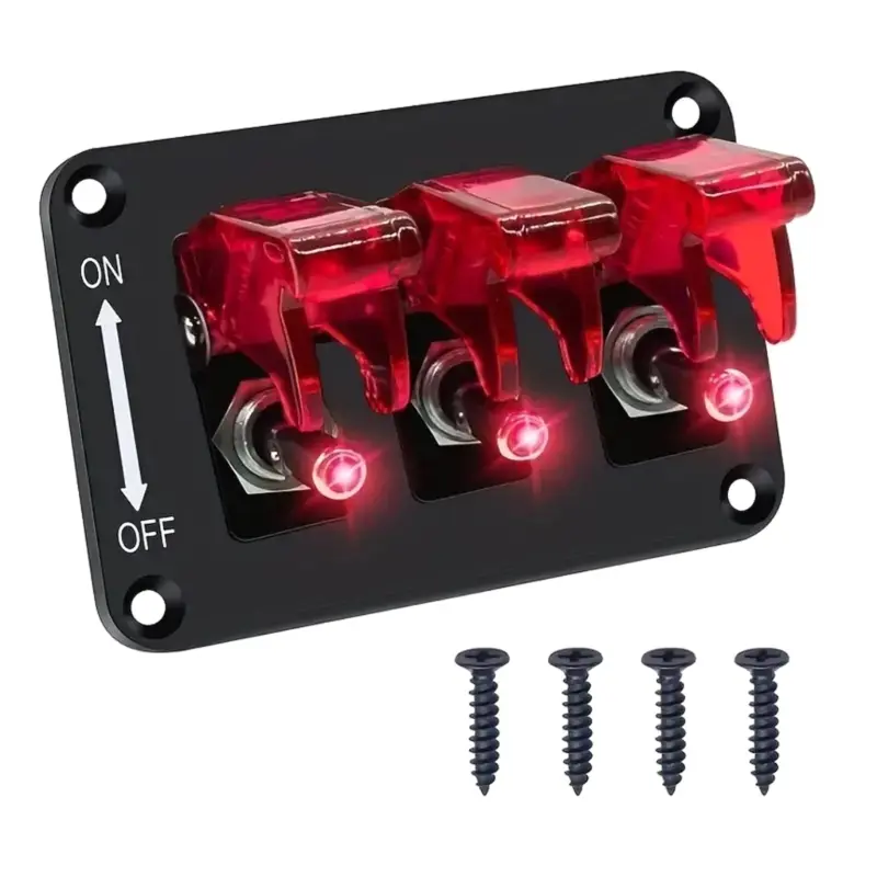 12/24V 3 Gang Universal Toggle Panel Car Boats LED Styling Rockers