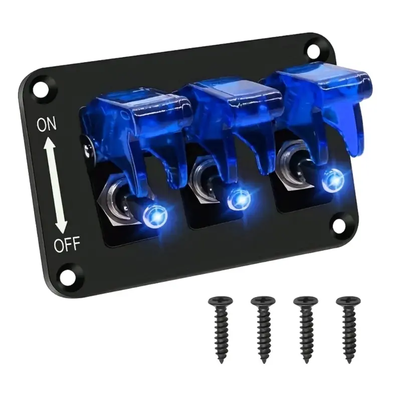 12/24V 3 Gang Universal Toggle Panel Car Boats LED Styling Rockers