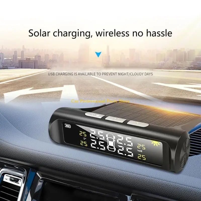 R53D Color LCD Display Tire Pressure Monitor Solar USB Charging fit for Automotives