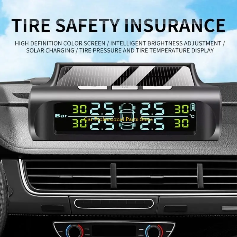 R53D Color LCD Display Tire Pressure Monitor Solar USB Charging fit for Automotives