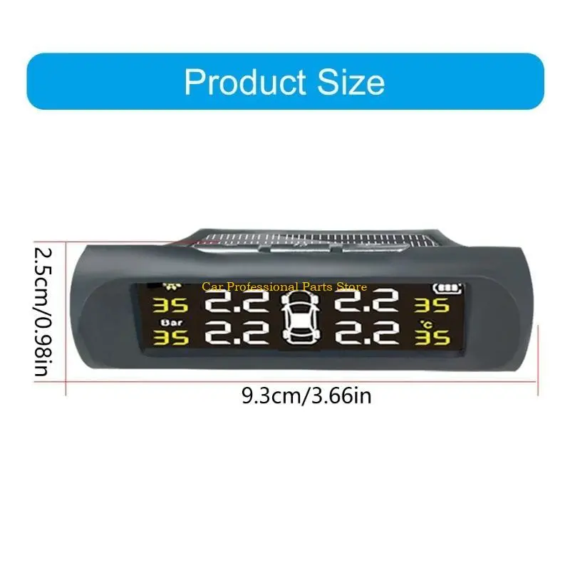 R53D Color LCD Display Tire Pressure Monitor Solar USB Charging fit for Automotives