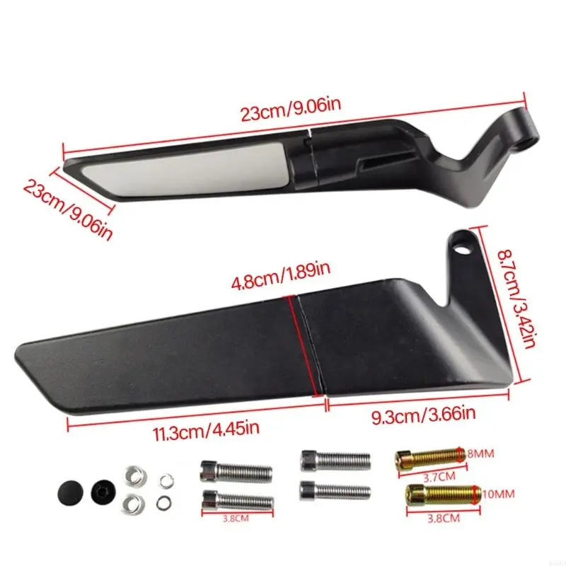 R53D Aluminum Motorcycle Side Mirrors Aerodynamic Design Motorcycle Rearview Mirrors Quick Installation for Modification
