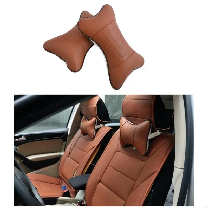 R53D Car Headrest Pillow Car Neck Pillow Headrest Headrest Pillow PU Leather Car Headrest Cushion for Car Relax 4-Color