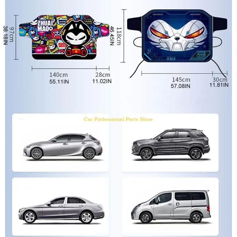 R53D Car Front Windscreen Cover Automobile Sunshades Cover Car Windshield Snow Sunshades Waterproof Car Cover