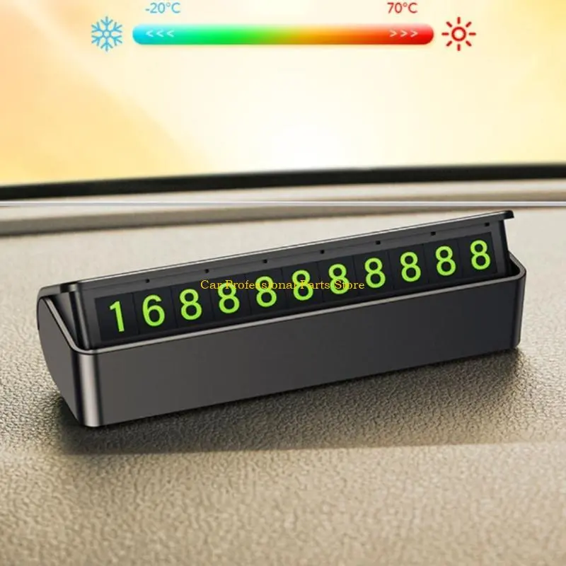 R53D Temporary Parking Card Car Decorations Cashboard Self-adhesive Luminous Phone Number Plate for Moving Car