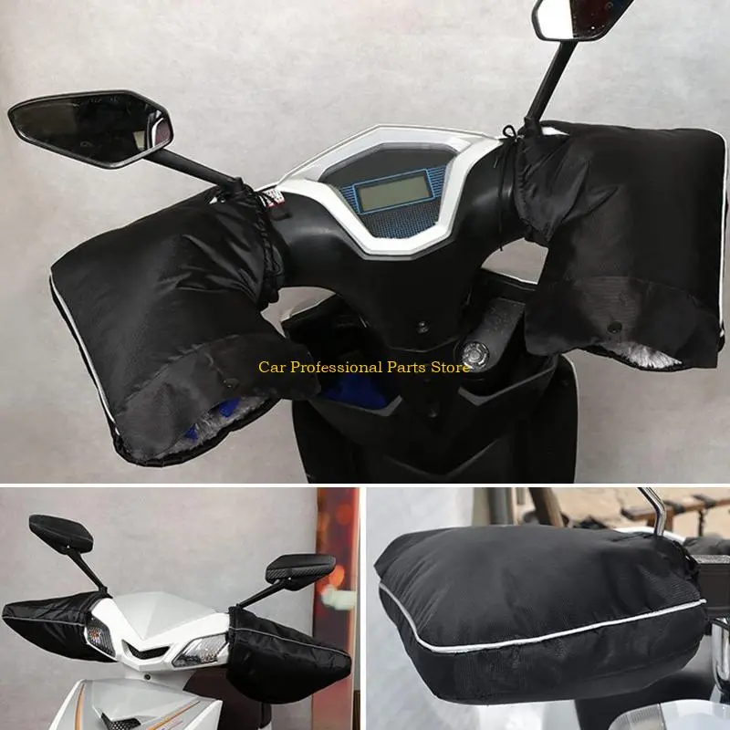 R53D Handlebar Mitten Mitts Winter Thermal Cover Cycling Hand Warm Windproof Cold Weather for MTB Mountain Bike Motor