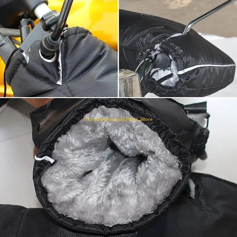 R53D Handlebar Mitten Mitts Winter Thermal Cover Cycling Hand Warm Windproof Cold Weather for MTB Mountain Bike Motor