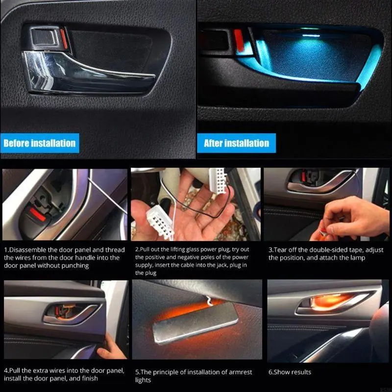 R53D 4Pcs Car Ambient Light Mini LED Mood Lamp Lamp Colorful Car Lamp