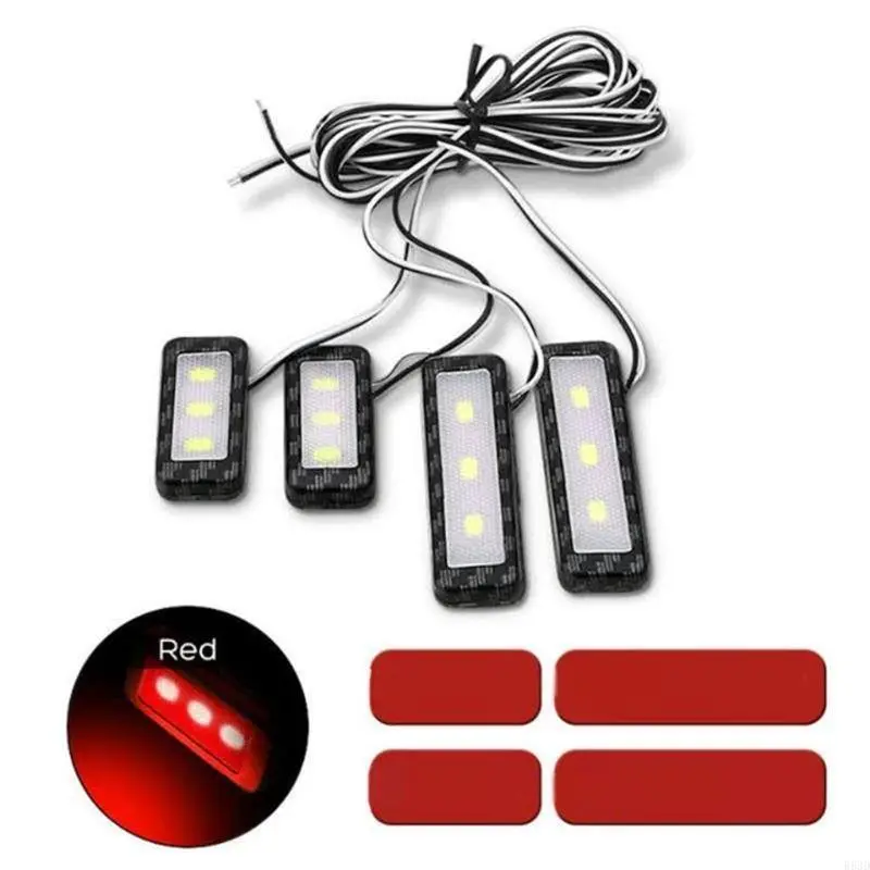 R53D 4Pcs Car Ambient Light Mini LED Mood Lamp Lamp Colorful Car Lamp