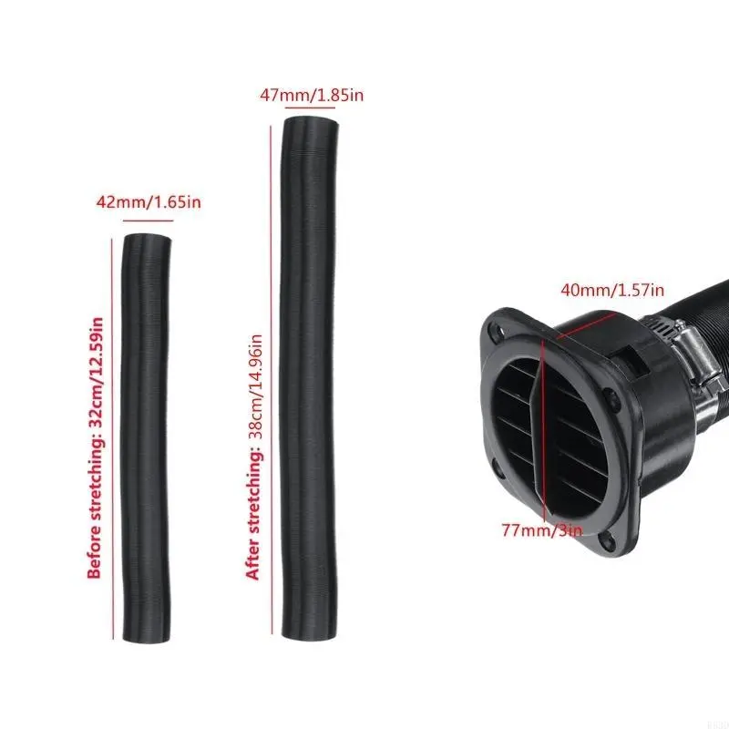 R53D 42mm Plastic Heater Duct Pipe Tube Aluminum Foil Tube + Air Vent Outlet Auto Heaters Part for 4 Holes Car Truck Boat
