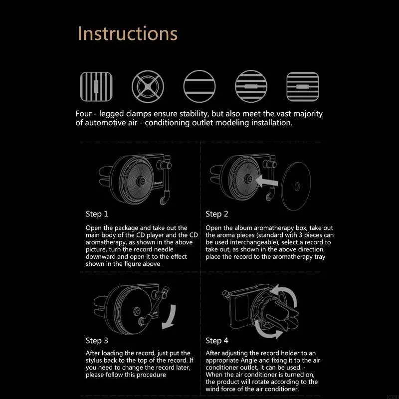 R53D Styling Air Clip Retro Record Player Diffuser Air Vent Punk Car Accessories Souvenir Present