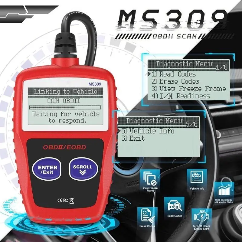 R53D MS309 OBD2 Code Reader Automotive Scanner OBDII Car Engine Auto Diagnose Tool