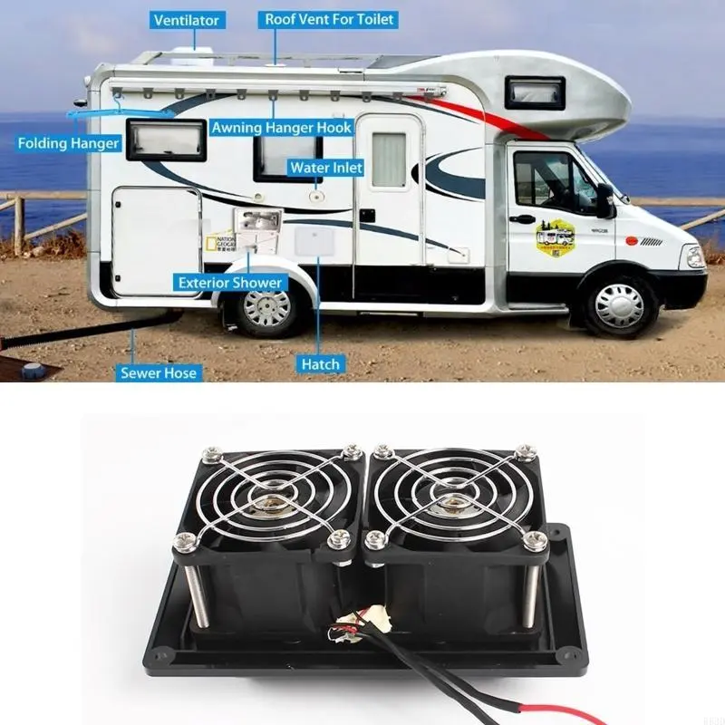 R53D RV Exhaust Fan Vent Manual Extractor Hood Trailer for Camper Motorhome DC1