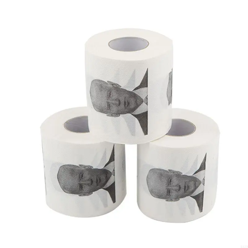 R53D Joe Biden Pattern Printed Toilet Paper Roll Novelty Gift Bathroom Paper 3 Layer
