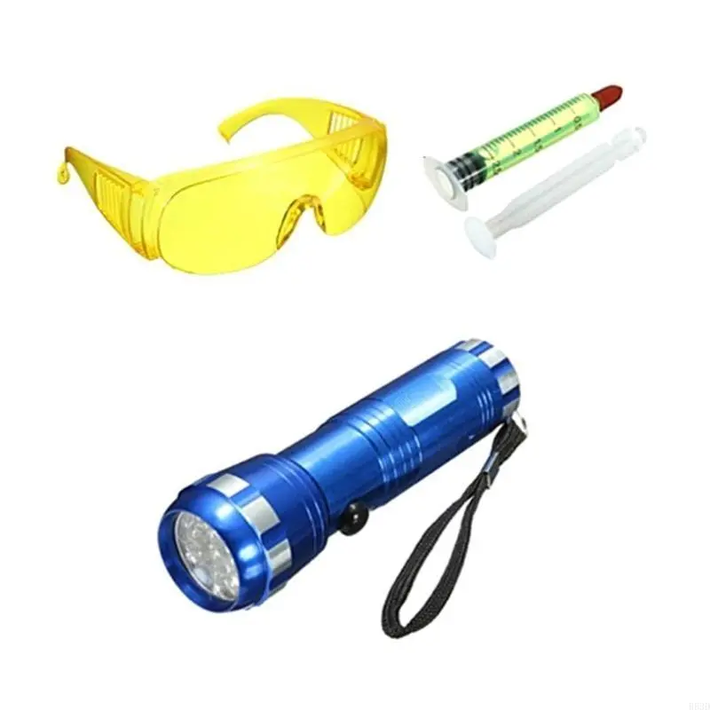 R53D Portable AC Leak Detection Set Air conditioning R134a Refrigerant System Leak Test Detector UV-Dye Compact-