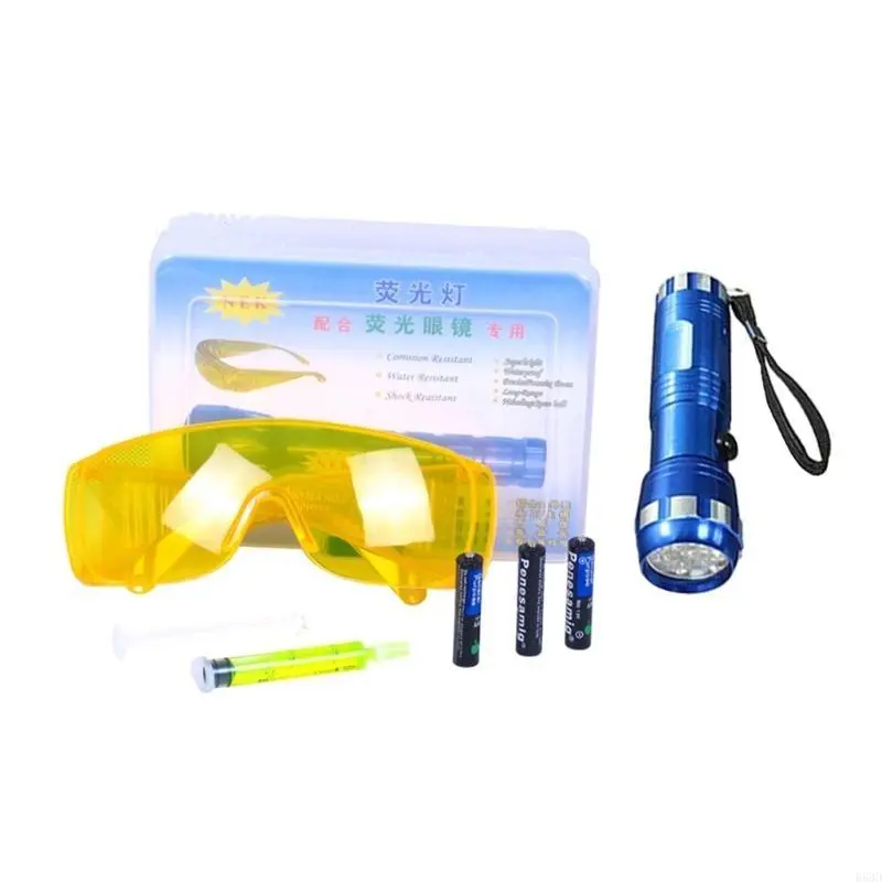 R53D Portable AC Leak Detection Set Air conditioning R134a Refrigerant System Leak Test Detector UV-Dye Compact-
