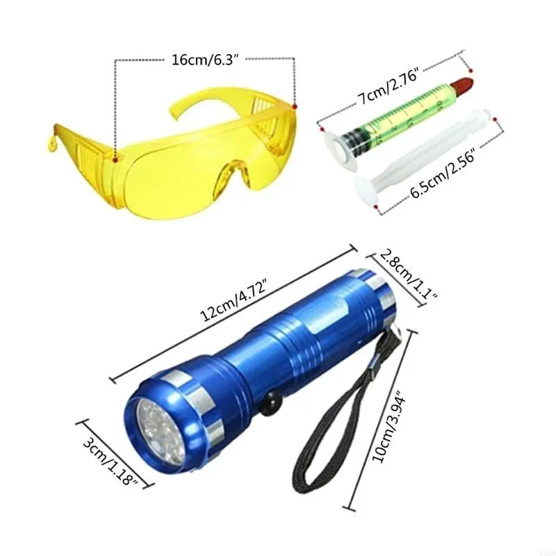 R53D Portable AC Leak Detection Set Air conditioning R134a Refrigerant System Leak Test Detector UV-Dye Compact-