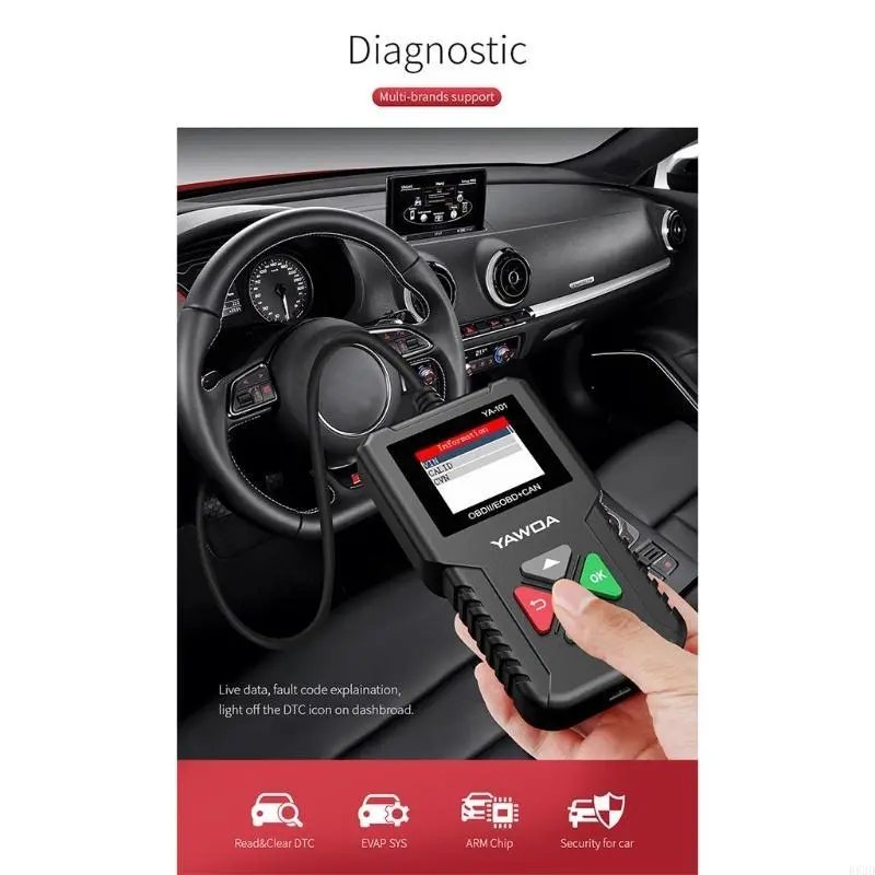 R53D OBD2 Scanner All Purpose Car Engine Error Code Reader with Battery Test Supporting Multi-language Scan Tool