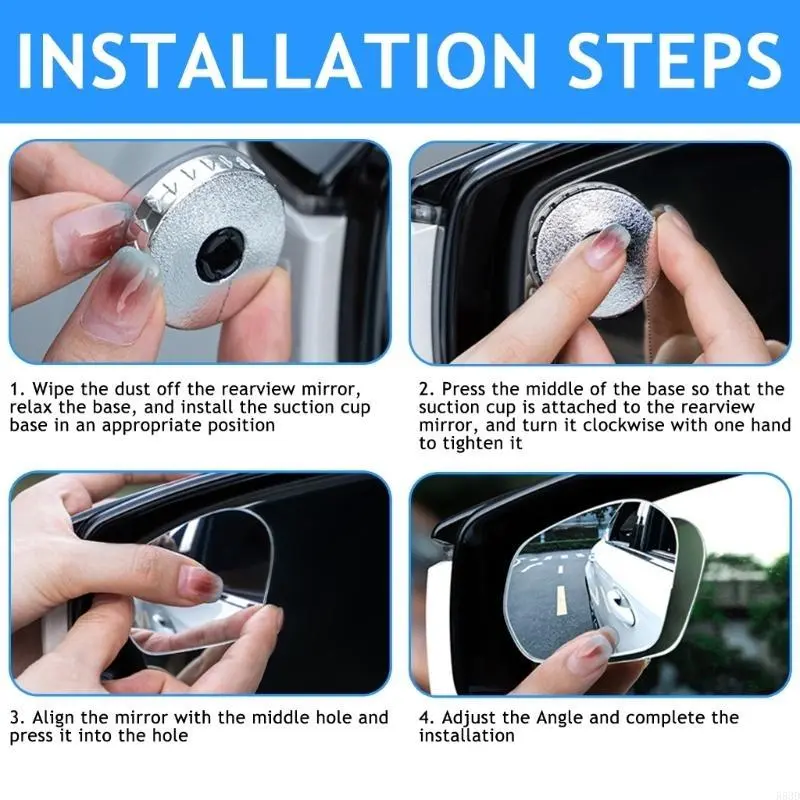 R53D 360 on Rear View Auxiliary Blind Spots Glass Wide Car Truck SUV