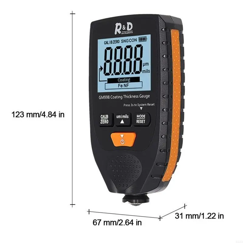 R53D Coating Thickness Gauge,Best Digital Meter for Automotive Paint Thickness Measurement 0~1500um Fe & NFe