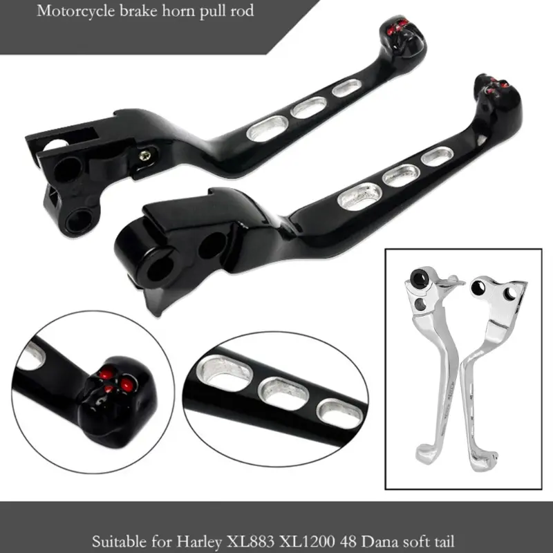 1 Pair Trigger Levers Brake Horn Pull Rod Slot Skull Levers for Davidson Dyna-Glide Road-King