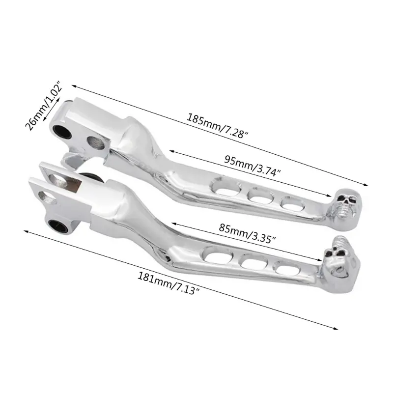 1 Pair Trigger Levers Brake Horn Pull Rod Slot Skull Levers for Davidson Dyna-Glide Road-King