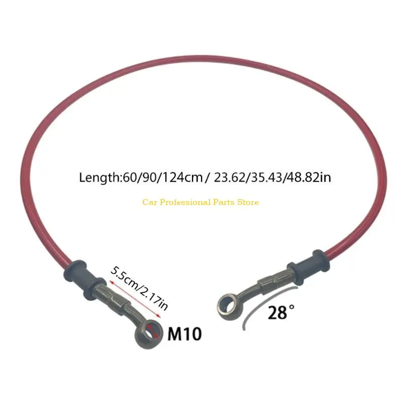 R53D 60/90/120cm Motorbike Oil Hose Brake Line Braided Steel Gas- Clutch Pipe Easy Installation Used for ATV Pit Dirt Bike