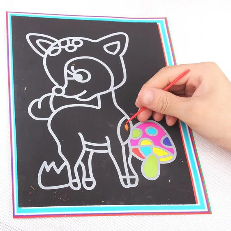 Children Scratch Painting DIY Painting Set Drawing Toys Creative Colorful Cartoon Cute Student Stationery Award Gift TMZ