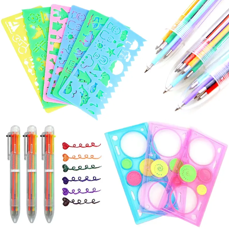 Multi Shaped Painting Ruler Spirograph Magic Drawing Template Oval Geometric Curve Pattern Multifunctional Stationery Gifts ZYF