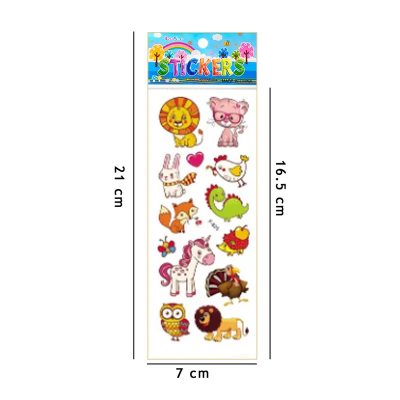 10 Sheets 3D Puffy Stickers for Kids Cartoon Animal Stickers kindergarten Reward Stickers Toys for Children Gift for Boys Girls