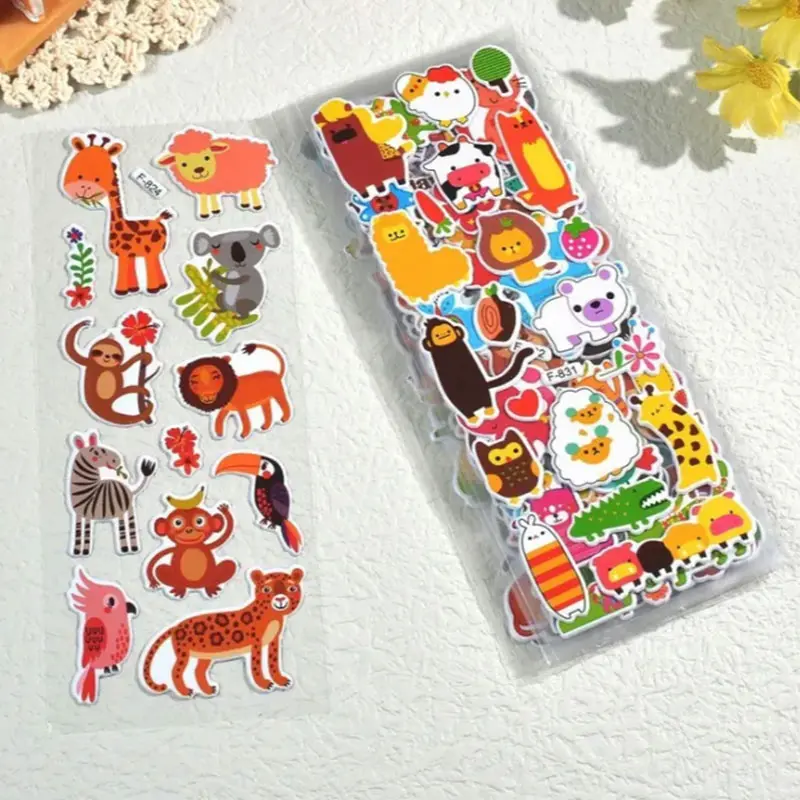 10 Sheets 3D Puffy Stickers for Kids Cartoon Animal Stickers kindergarten Reward Stickers Toys for Children Gift for Boys Girls