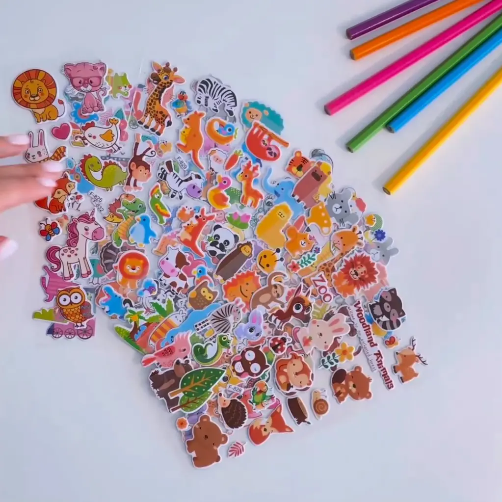 10 Sheets 3D Puffy Stickers for Kids Cute Cartoon Animal Stickers Scrapbook Stickers for Children Gift for Boys and Girls